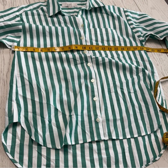 LOFT Mint Striped Button-Down Shirt - Picture 3 of 8